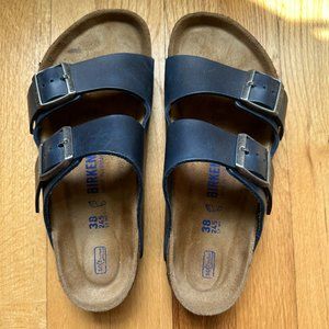 Birkenstock Arizona, navy blue leather, size 38